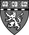 A coat of arms featuring a white lion on a gray shield, topped with a banner displaying the word "VERITAS" in black and white.